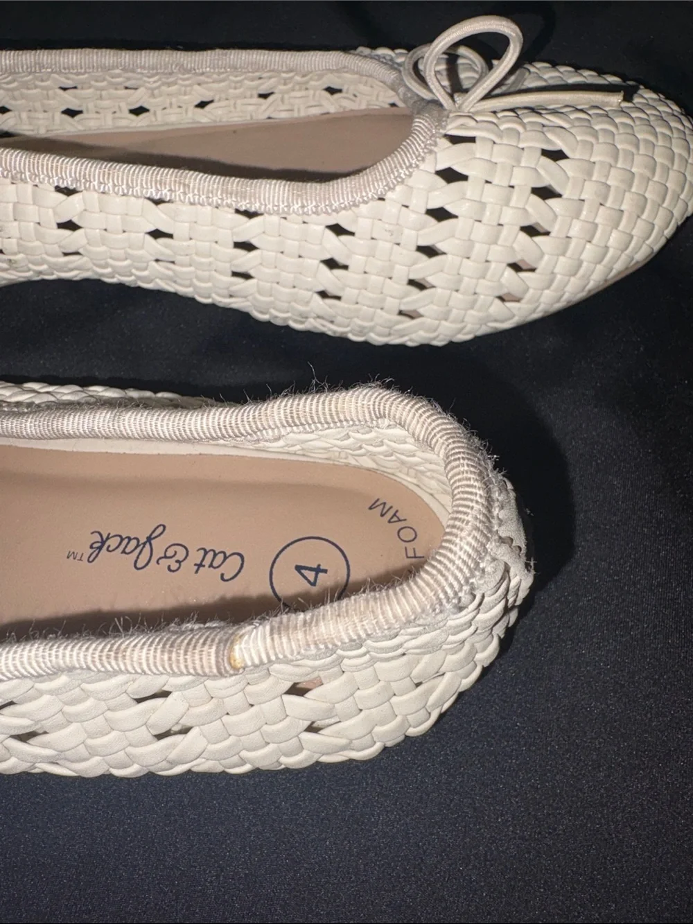 Cat & Jack Cream Woven Ballet Flats with Bow